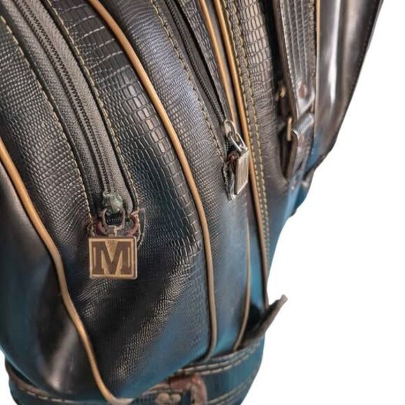 Vintage Miller Black 6-way Leather Golf Bag w/ Carry Strap - Made in USA - Picture 8 of 10